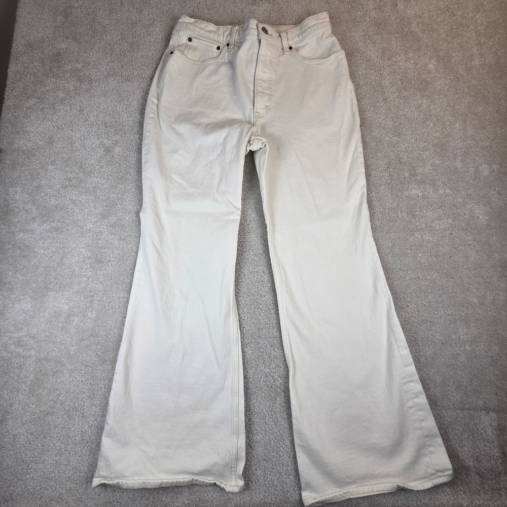 Abercrombie & Fitch The Vintage Flare High Rise Jeans Cream Off White 30 10s